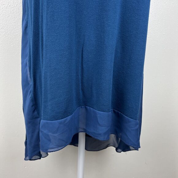 Pemberley Shirt Women Small Blue Short Sleeve A-Line Relaxed Fit High Low Tunic - Picture 8 of 13